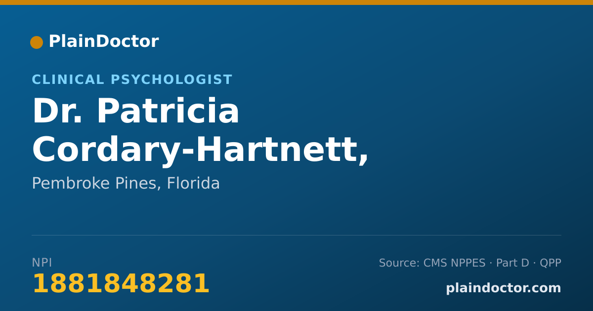 Shareable card for Patricia Cordary-Hartnett, PSY.D - Clinical Psychologist, Pembroke Pines, FL