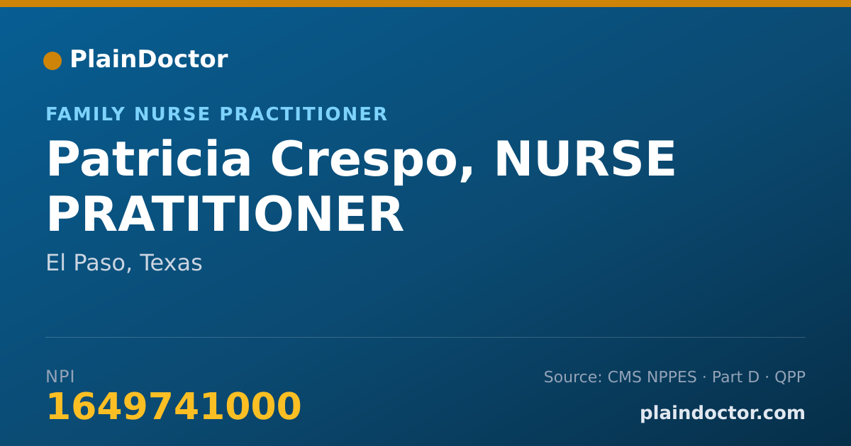 Shareable card for Patricia Crespo, NURSE PRATITIONER - Family Nurse Practitioner, El Paso, TX