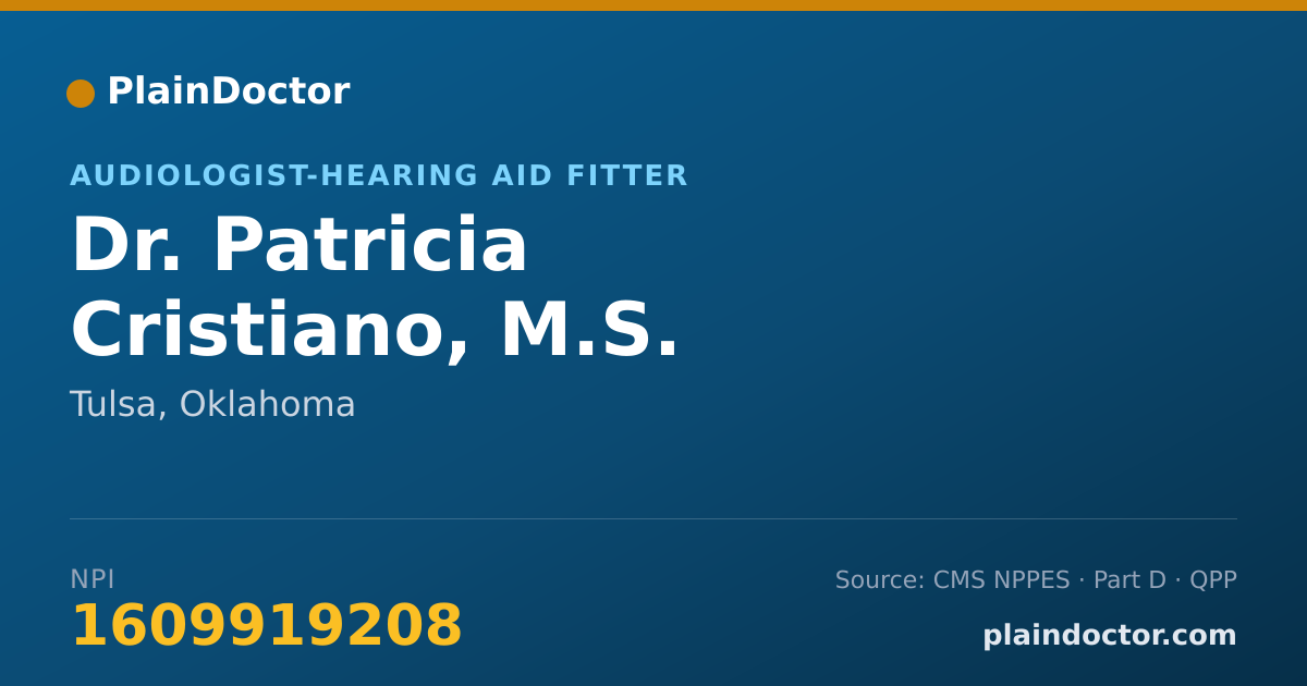 Shareable card for Patricia Cristiano, M.S. - Audiologist-Hearing Aid Fitter, Tulsa, OK