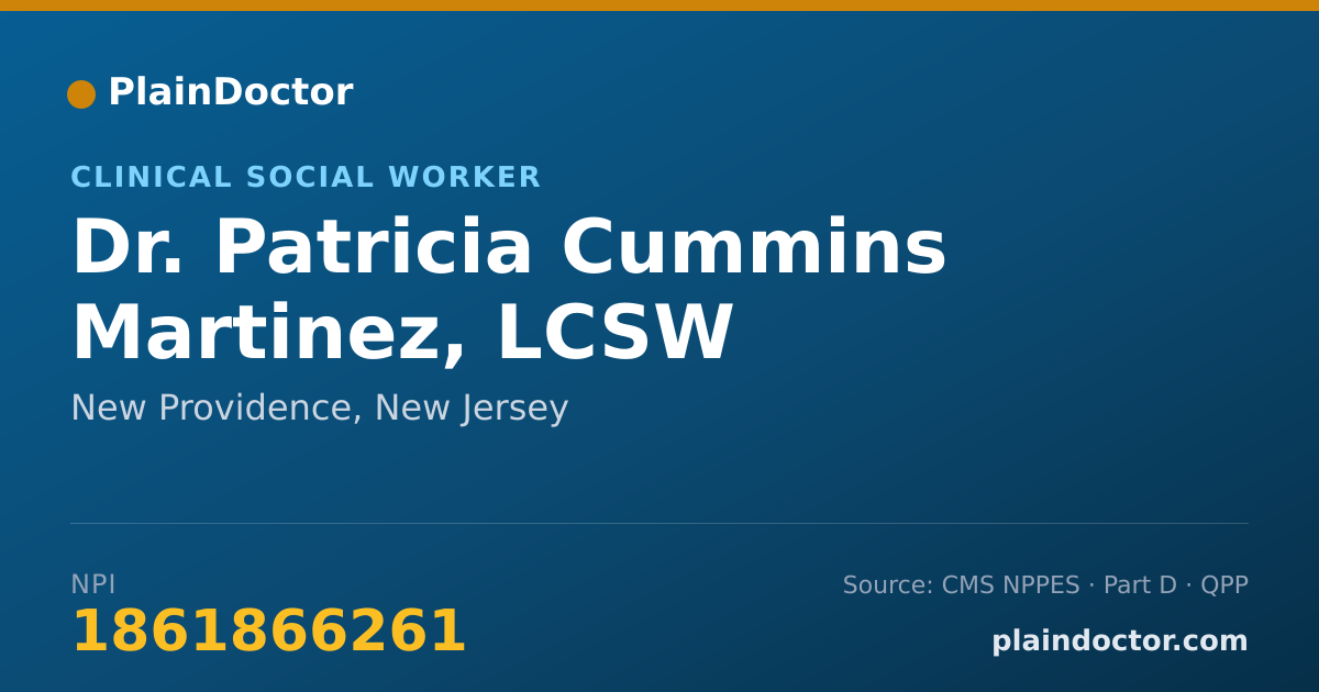 Shareable card for Patricia Cummins Martinez, LCSW - Clinical Social Worker, New Providence, NJ