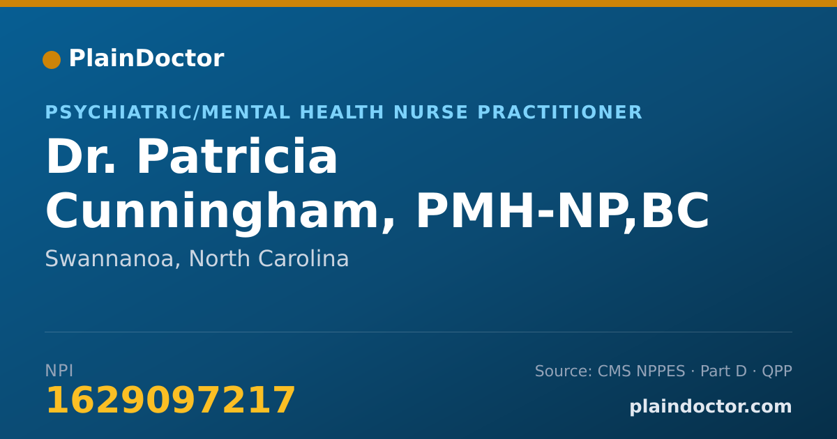 Shareable card for Patricia Cunningham, PMH-NP,BC - Psychiatric/Mental Health Nurse Practitioner, Swannanoa, NC