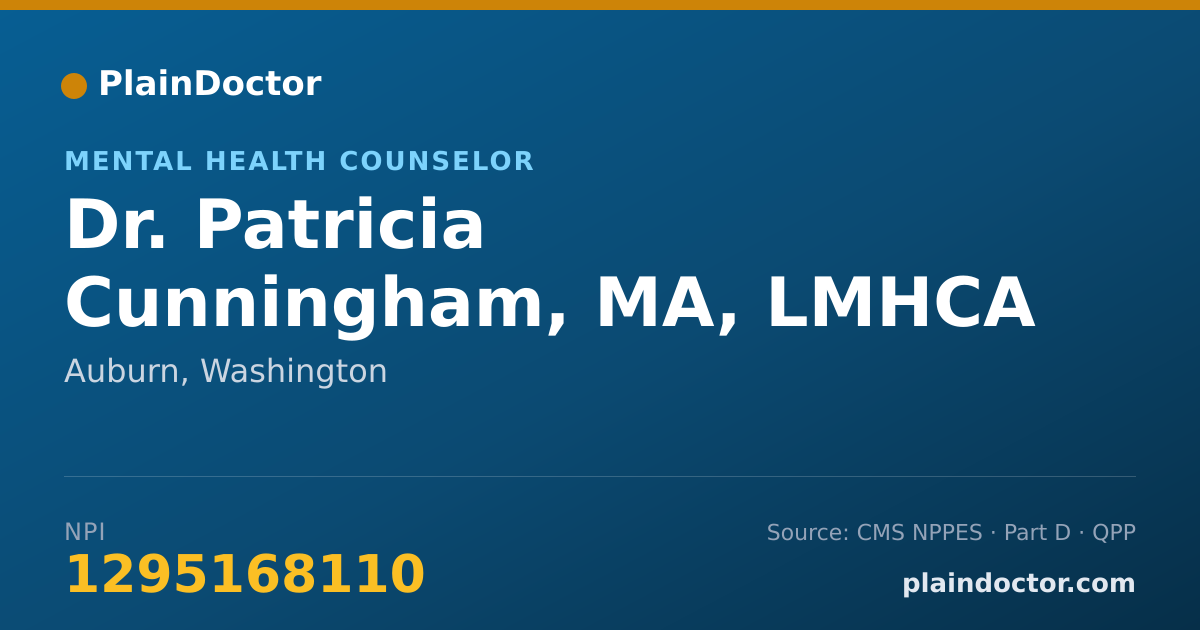 Shareable card for Patricia Cunningham, MA, LMHCA - Mental Health Counselor, Auburn, WA