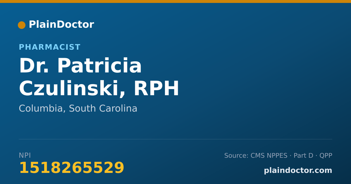 Shareable card for Patricia Czulinski, RPH - Pharmacist, Columbia, SC