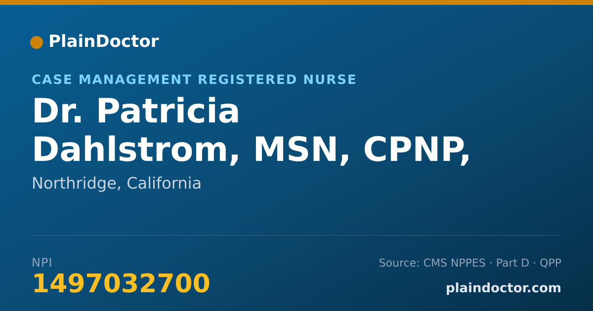 Shareable card for Patricia Dahlstrom, MSN, CPNP, PHN, RN - Case Management Registered Nurse, Northridge, CA