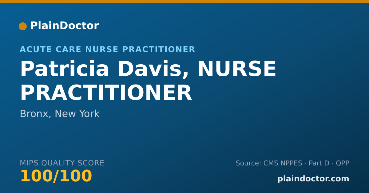 Shareable card for Patricia Davis, NURSE PRACTITIONER - Acute Care Nurse Practitioner, Bronx, NY