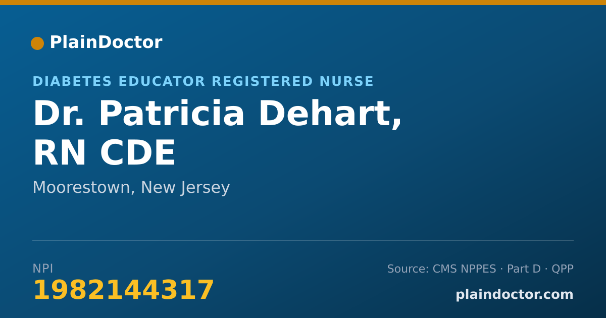 Shareable card for Patricia Dehart, RN CDE - Diabetes Educator Registered Nurse, Moorestown, NJ