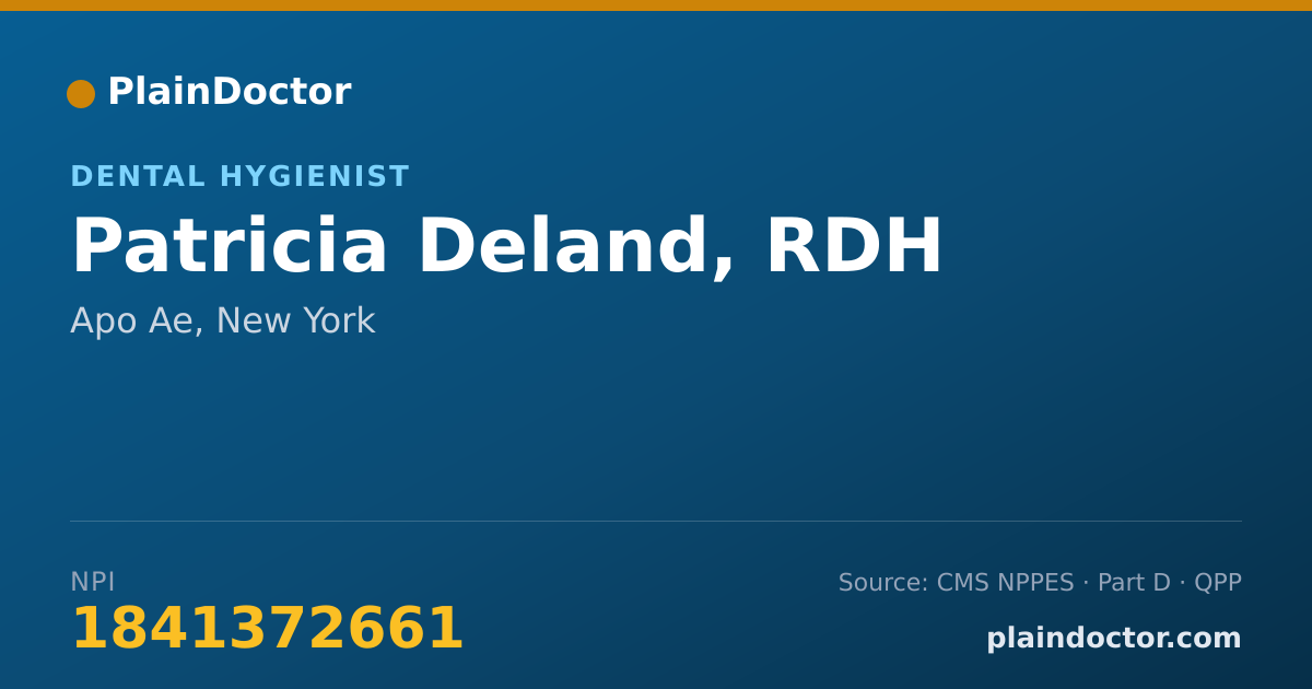 Shareable card for Patricia Deland, RDH - Dental Hygienist, Apo Ae, NY