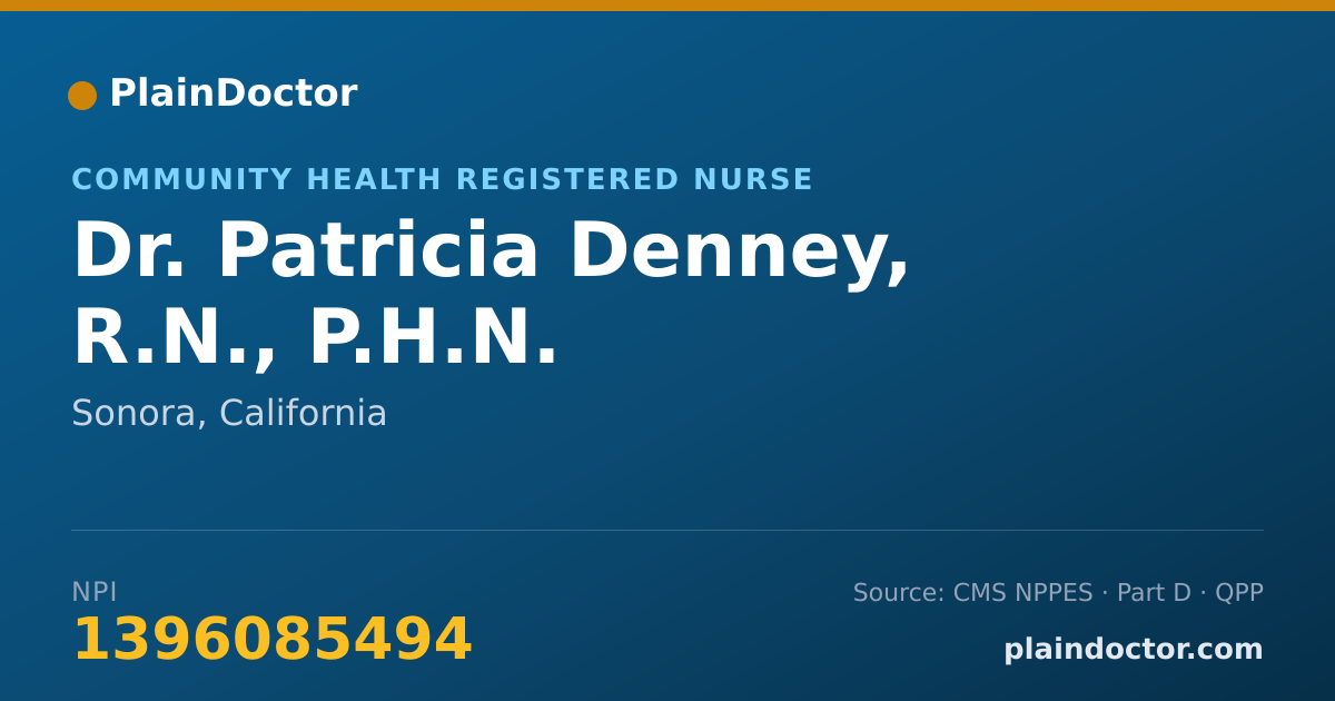 Shareable card for Patricia Denney, R.N., P.H.N. - Community Health Registered Nurse, Sonora, CA