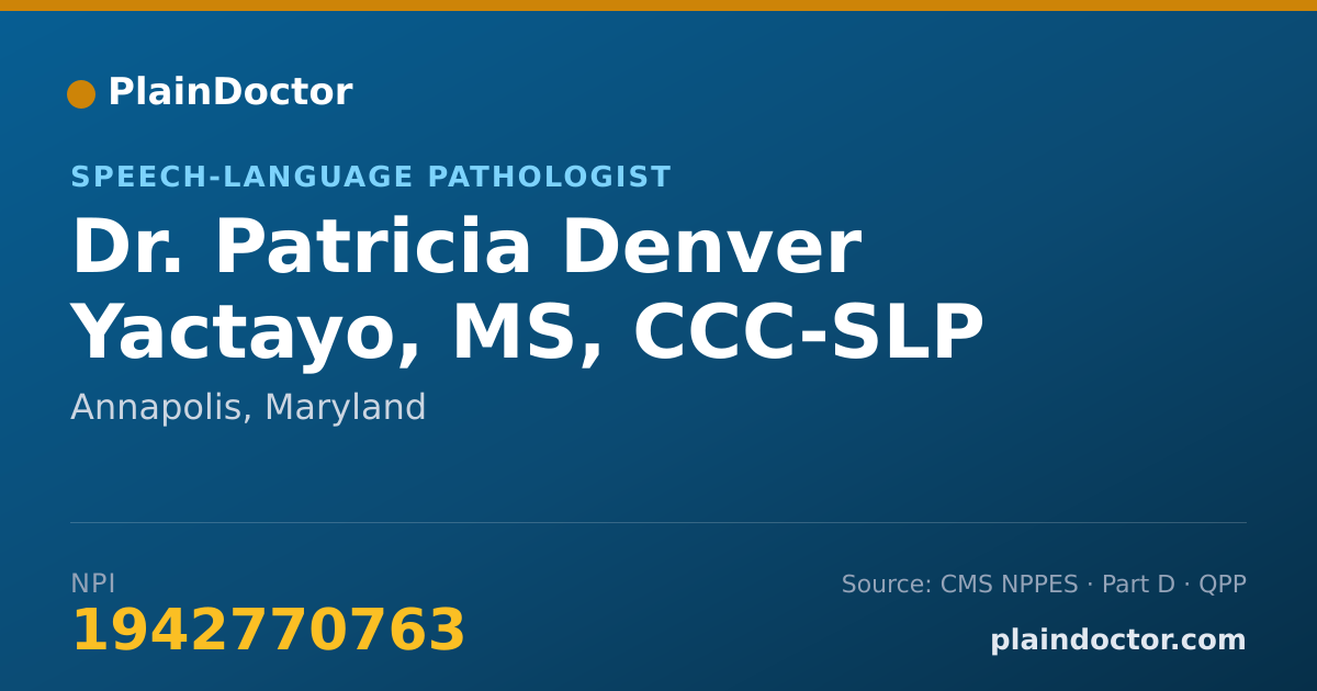 Shareable card for Patricia Denver Yactayo, MS, CCC-SLP - Speech-Language Pathologist, Annapolis, MD