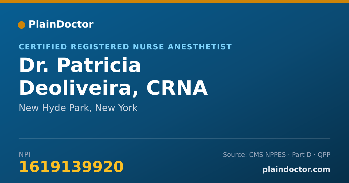Shareable card for Patricia Deoliveira, CRNA - Certified Registered Nurse Anesthetist, New Hyde Park, NY