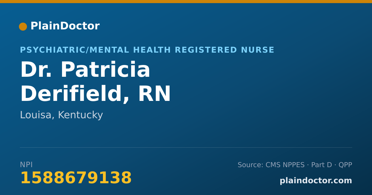 Shareable card for Patricia Derifield, RN - Psychiatric/Mental Health Registered Nurse, Louisa, KY