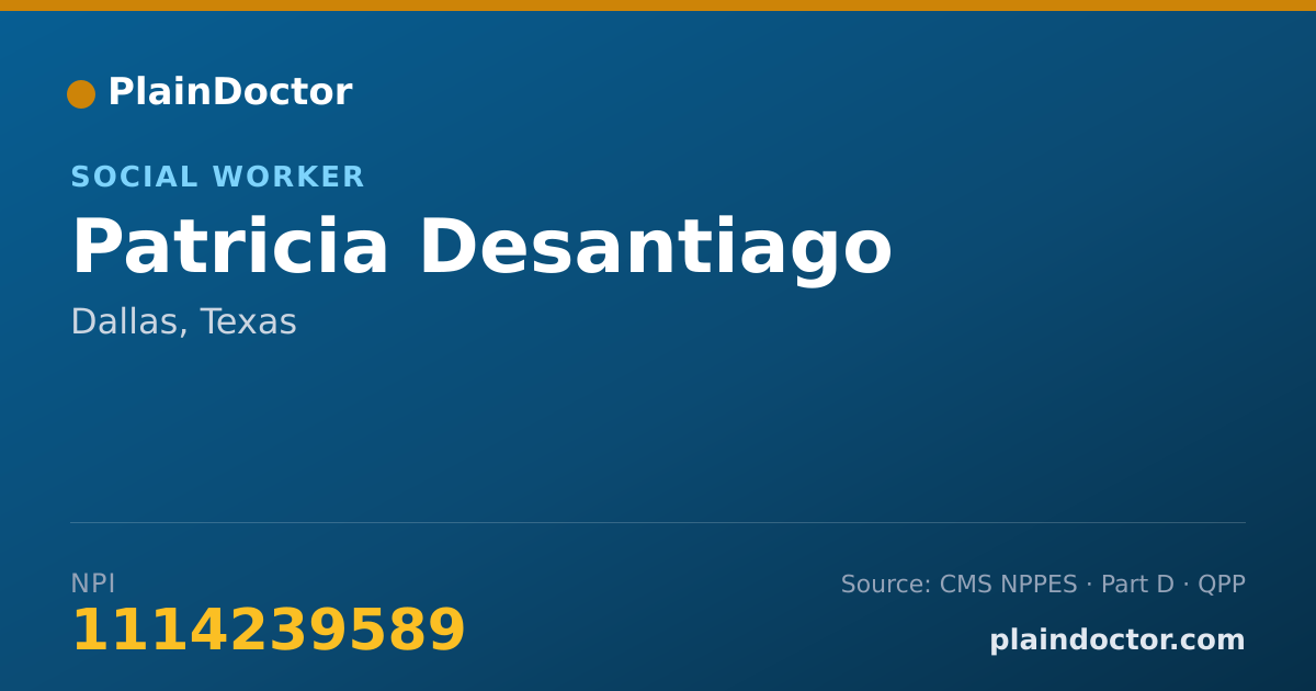 Shareable card for Patricia Desantiago - Social Worker, Dallas, TX