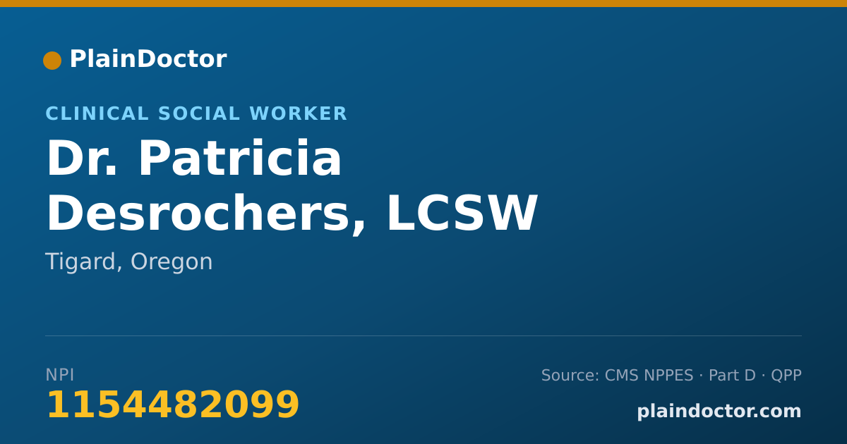 Shareable card for Patricia Desrochers, LCSW - Clinical Social Worker, Tigard, OR