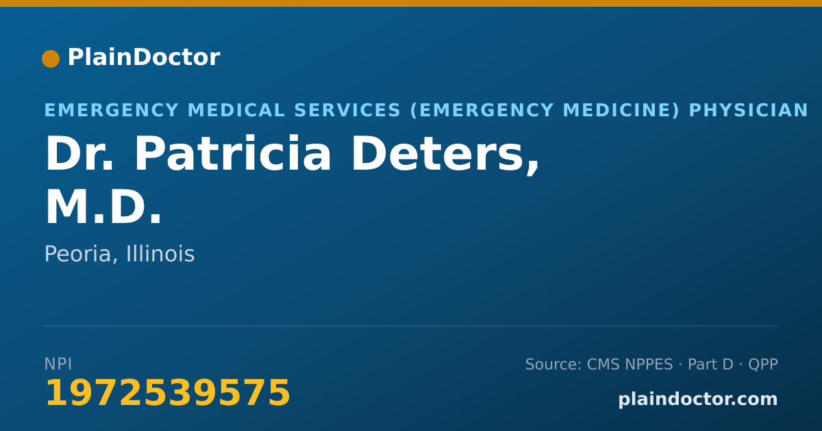 Shareable card for Patricia Deters, M.D. - Emergency Medical Services (Emergency Medicine) Physician, Peoria, IL