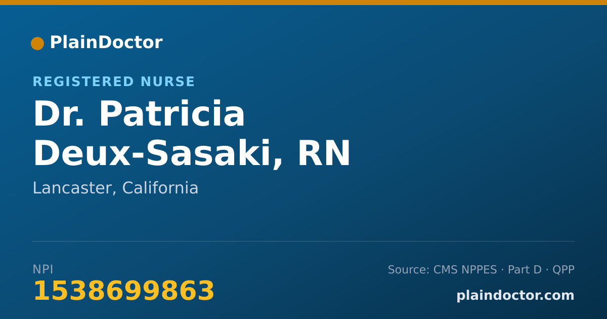 Shareable card for Patricia Deux-Sasaki, RN - Registered Nurse, Lancaster, CA