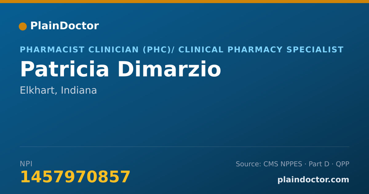 Shareable card for Patricia Dimarzio - Pharmacist Clinician (PhC)/ Clinical Pharmacy Specialist, Elkhart, IN