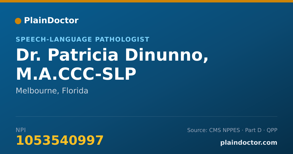 Shareable card for Patricia Dinunno, M.A.CCC-SLP - Speech-Language Pathologist, Melbourne, FL