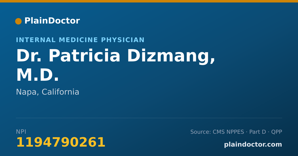 Shareable card for Patricia Dizmang, M.D. - Internal Medicine Physician, Napa, CA