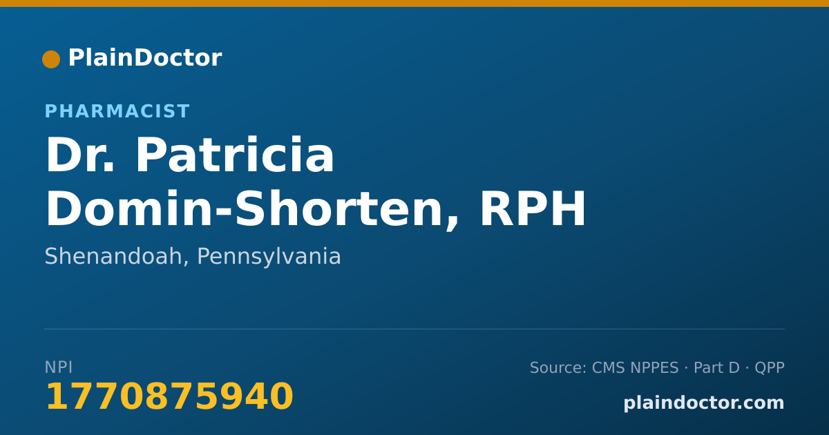 Shareable card for Patricia Domin-Shorten, RPH - Pharmacist, Shenandoah, PA