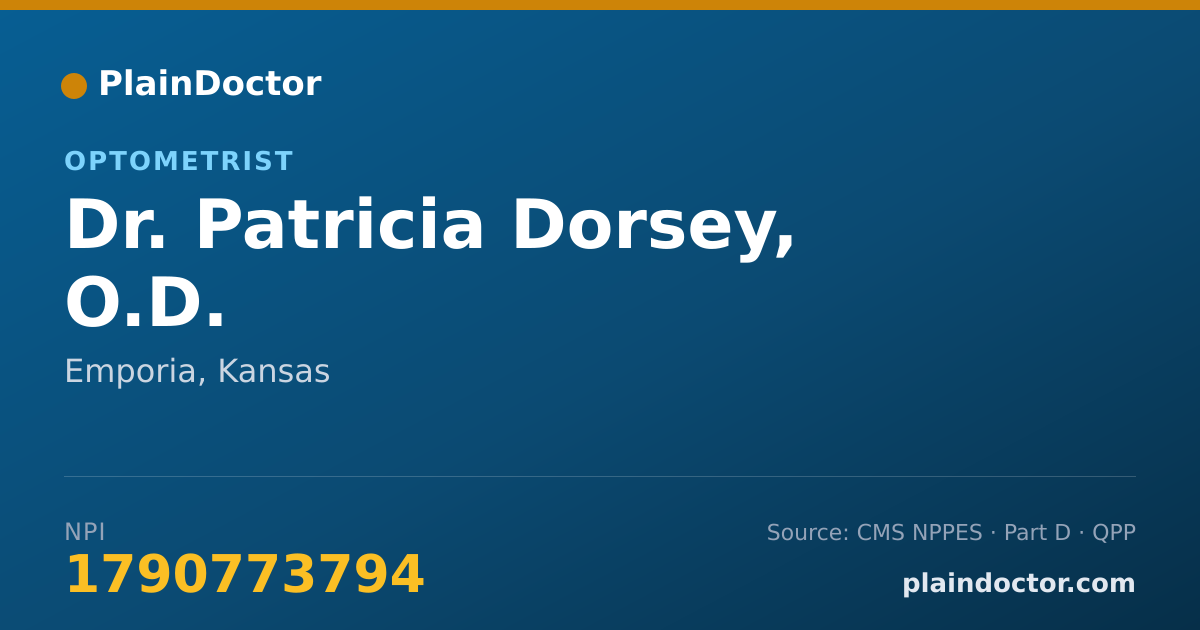 Shareable card for Patricia Dorsey, O.D. - Optometrist, Emporia, KS