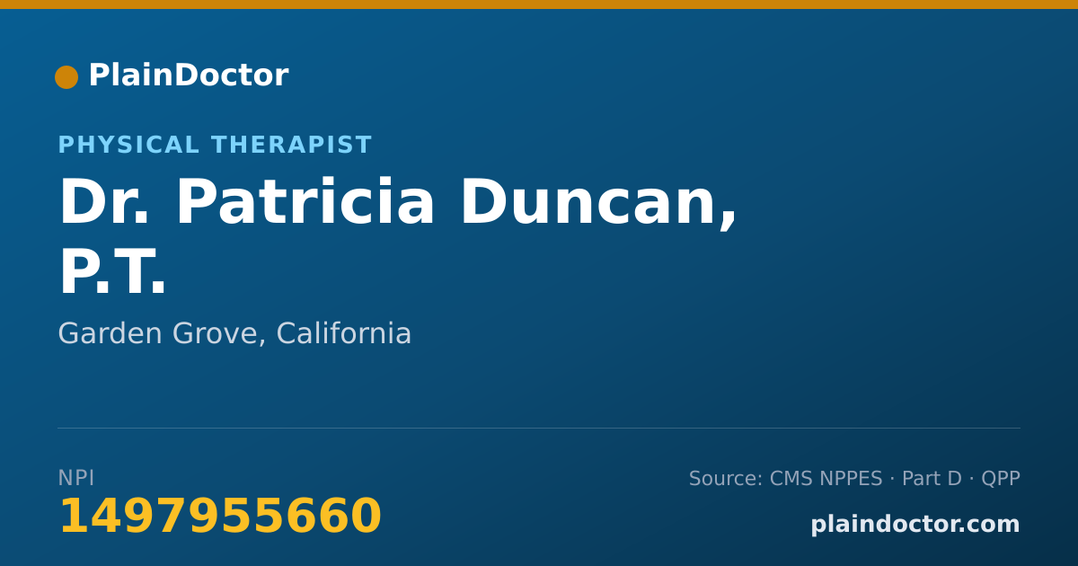Shareable card for Patricia Duncan, P.T. - Physical Therapist, Garden Grove, CA