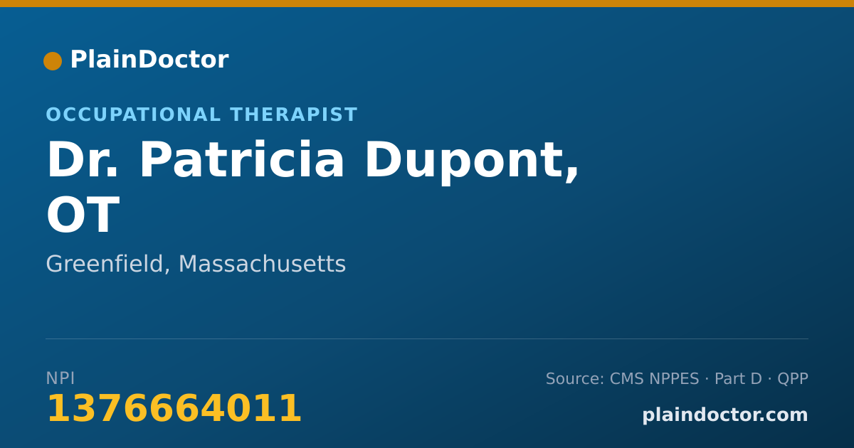 Shareable card for Patricia Dupont, OT - Occupational Therapist, Greenfield, MA