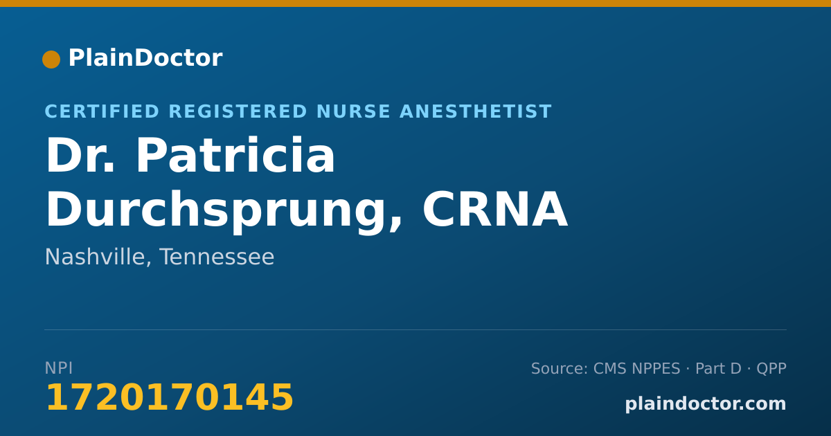 Shareable card for Patricia Durchsprung, CRNA - Certified Registered Nurse Anesthetist, Nashville, TN