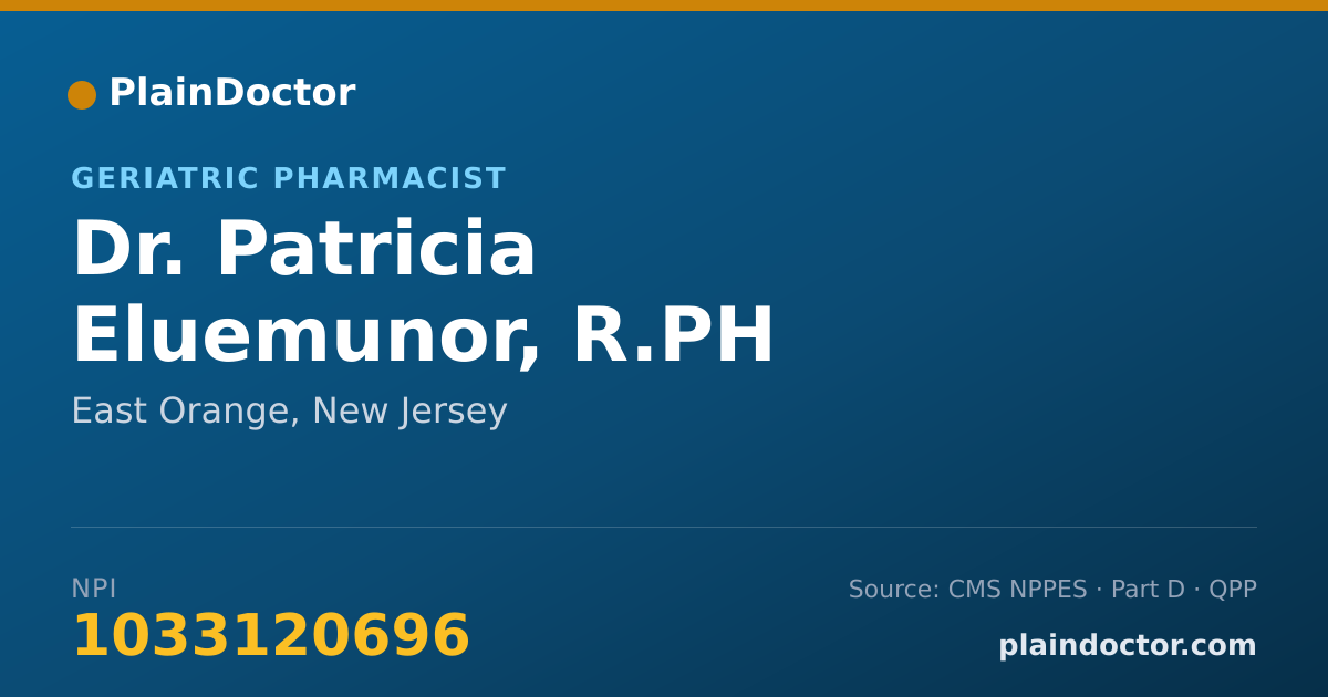 Shareable card for Patricia Eluemunor, R.PH - Geriatric Pharmacist, East Orange, NJ