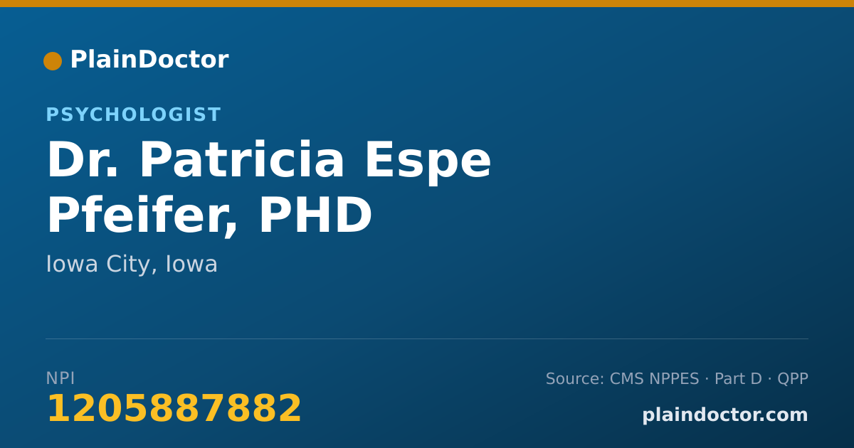 Shareable card for Patricia Espe Pfeifer, PHD - Psychologist, Iowa City, IA