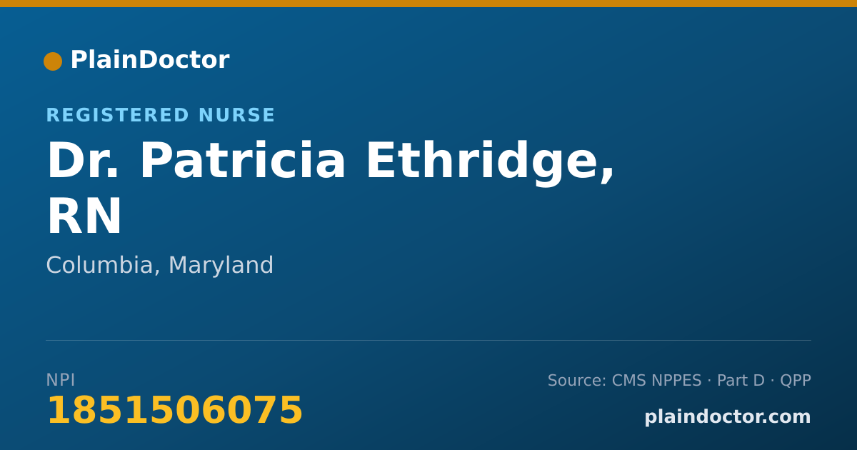 Shareable card for Patricia Ethridge, RN - Registered Nurse, Columbia, MD
