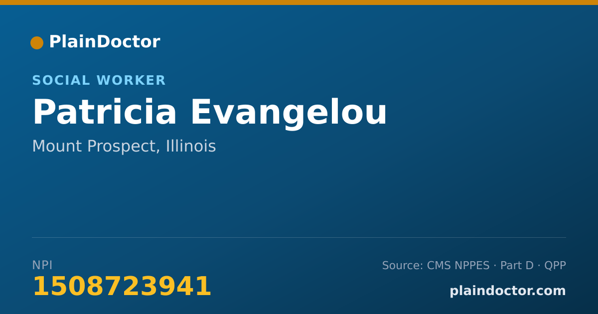 Shareable card for Patricia Evangelou - Social Worker, Mount Prospect, IL