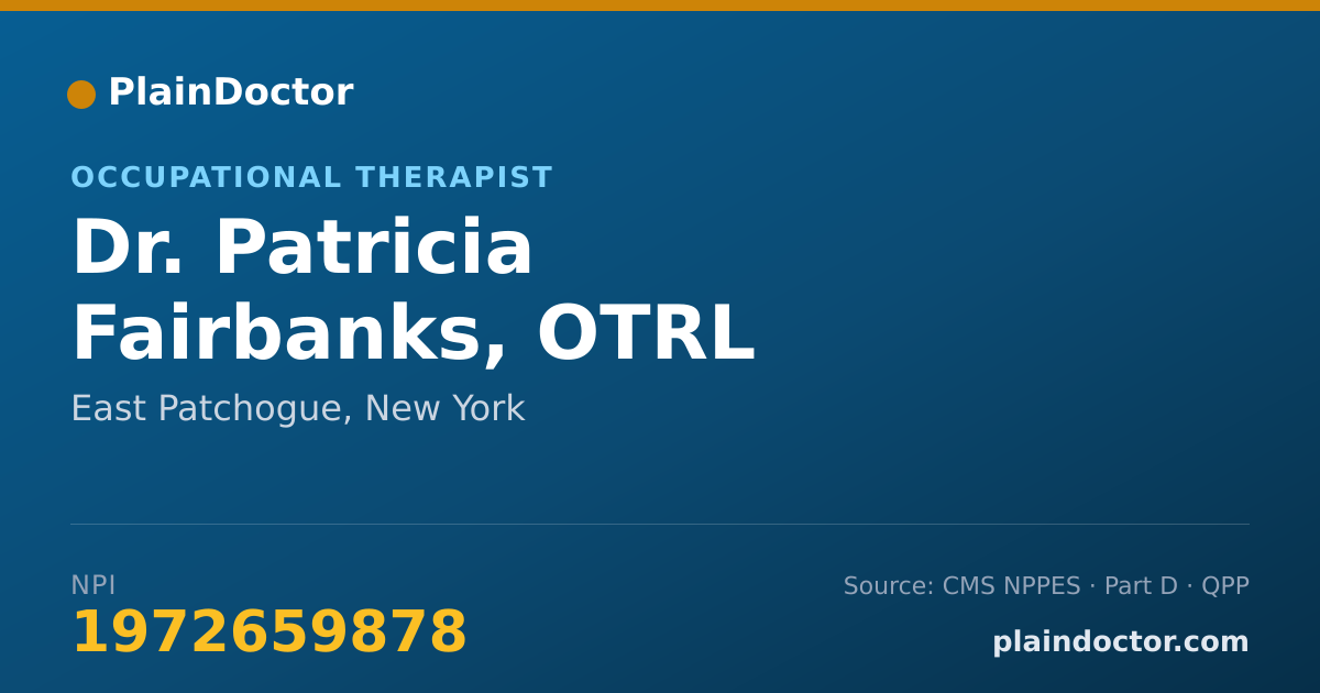 Shareable card for Patricia Fairbanks, OTRL - Occupational Therapist, East Patchogue, NY