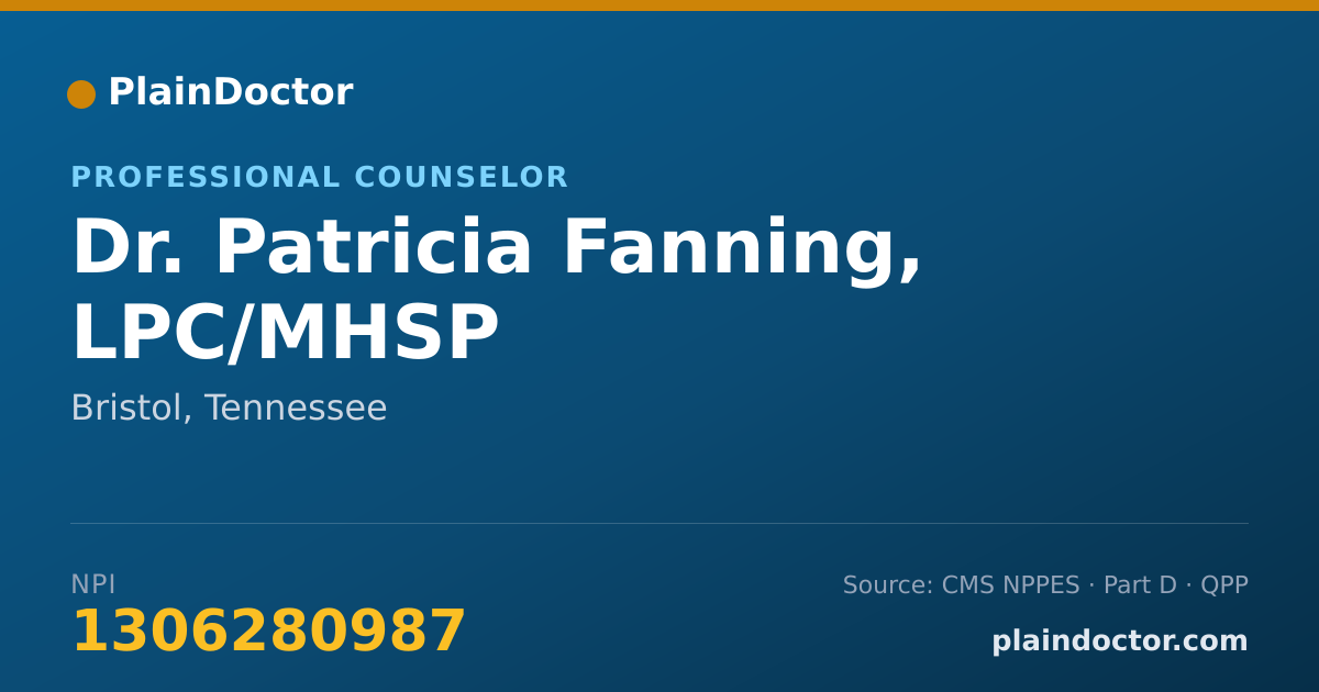 Shareable card for Patricia Fanning, LPC/MHSP - Professional Counselor, Bristol, TN