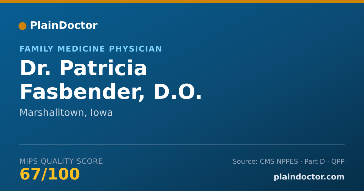Shareable card for Patricia Fasbender, D.O. - Family Medicine Physician, Marshalltown, IA