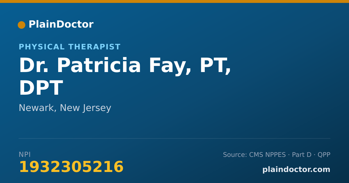 Shareable card for Patricia Fay, PT, DPT - Physical Therapist, Newark, NJ