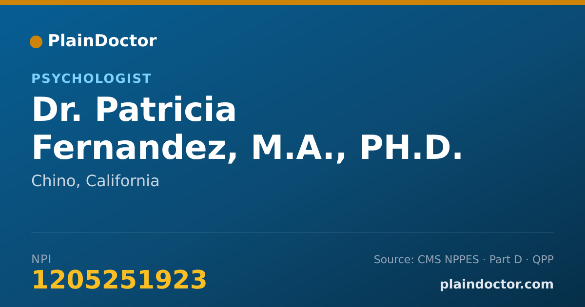 Shareable card for Patricia Fernandez, M.A., PH.D. - Psychologist, Chino, CA
