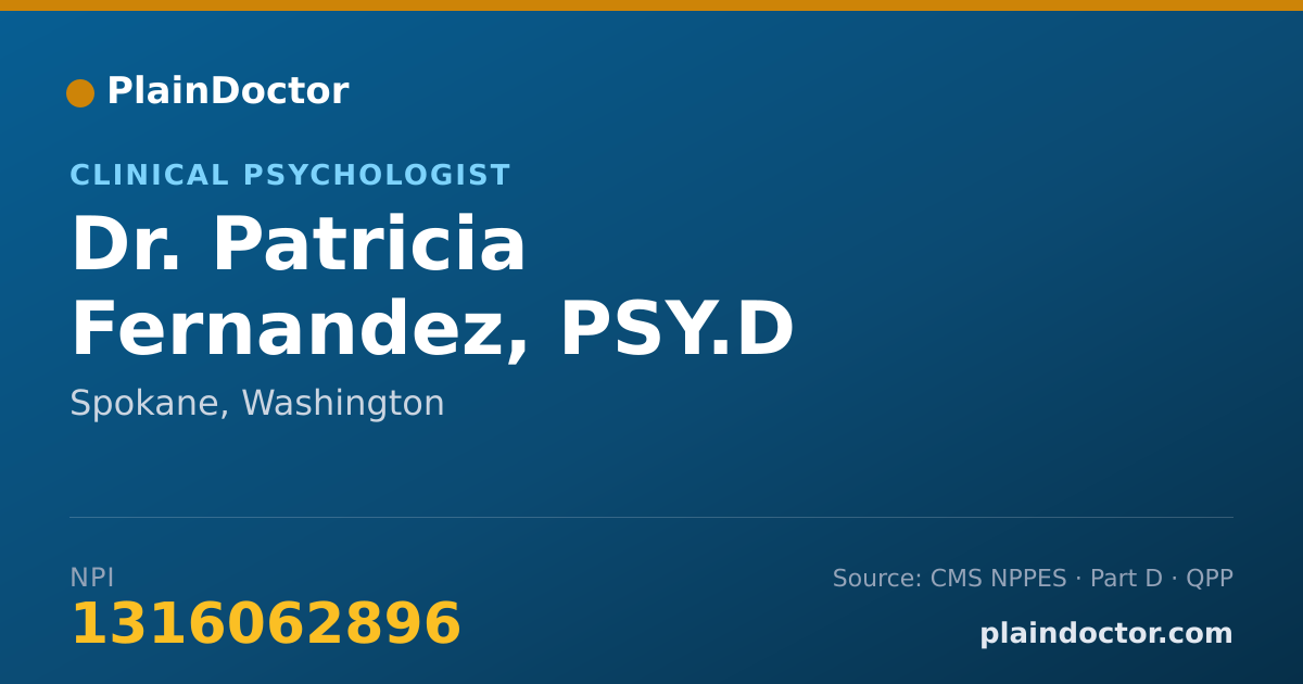 Shareable card for Patricia Fernandez, PSY.D - Clinical Psychologist, Spokane, WA