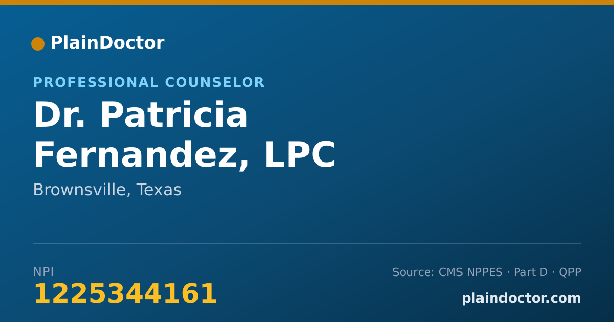 Shareable card for Patricia Fernandez, LPC - Professional Counselor, Brownsville, TX
