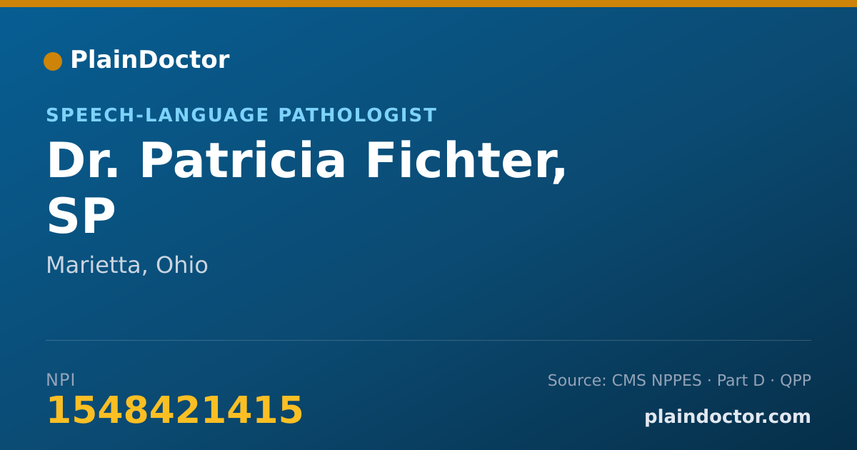 Shareable card for Patricia Fichter, SP - Speech-Language Pathologist, Marietta, OH