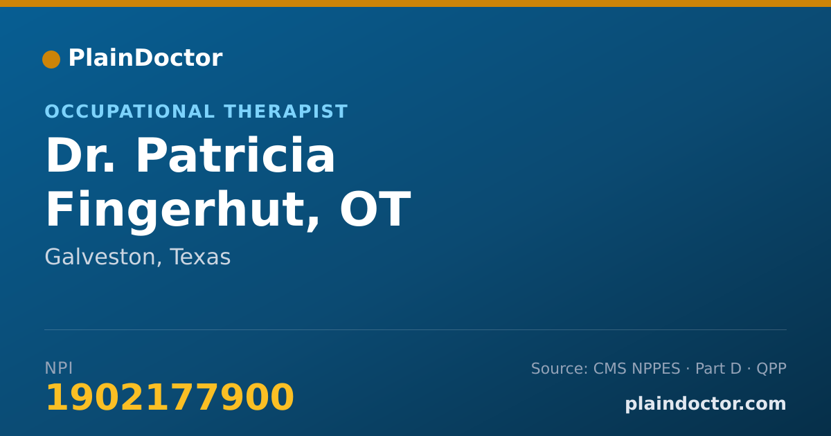 Shareable card for Patricia Fingerhut, OT - Occupational Therapist, Galveston, TX