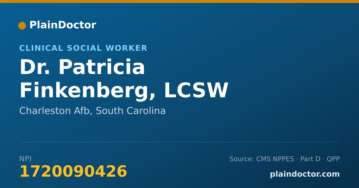Shareable card for Patricia Finkenberg, LCSW - Clinical Social Worker, Charleston Afb, SC