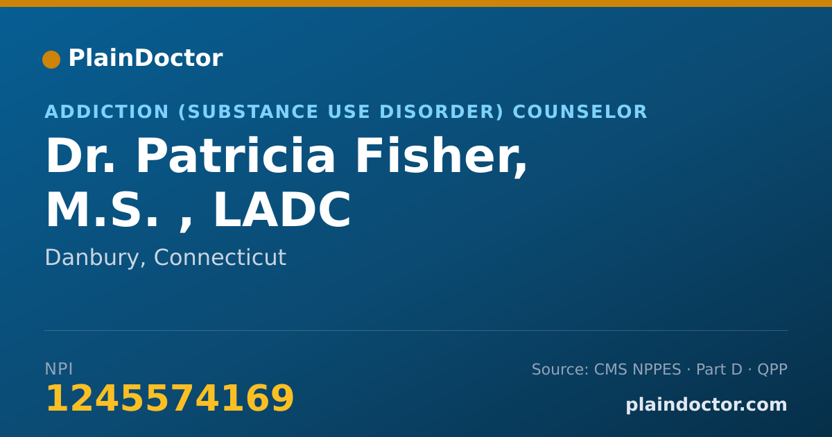 Shareable card for Patricia Fisher, M.S. , LADC - Addiction (Substance Use Disorder) Counselor, Danbury, CT