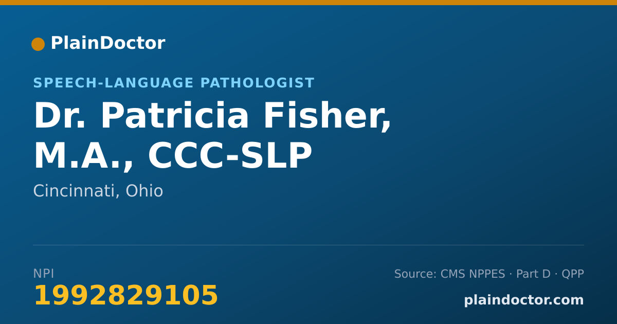 Shareable card for Patricia Fisher, M.A., CCC-SLP - Speech-Language Pathologist, Cincinnati, OH