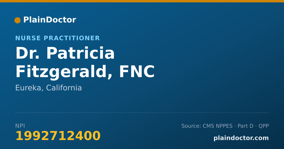 Shareable card for Patricia Fitzgerald, FNC - Nurse Practitioner, Eureka, CA