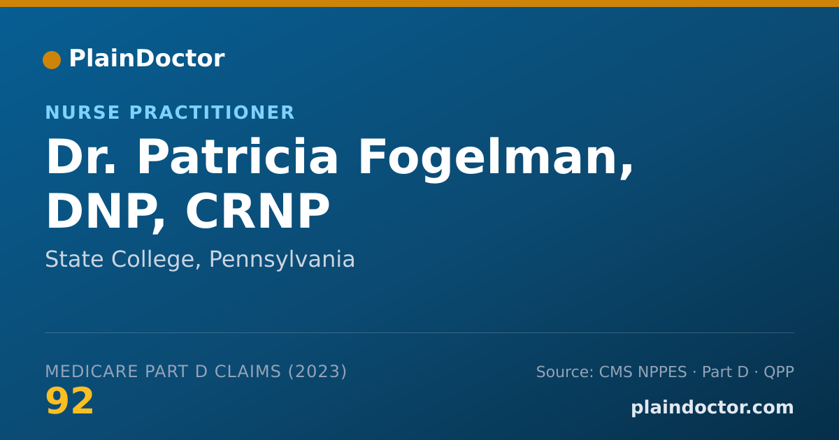 Shareable card for Patricia Fogelman, DNP, CRNP - Nurse Practitioner, State College, PA