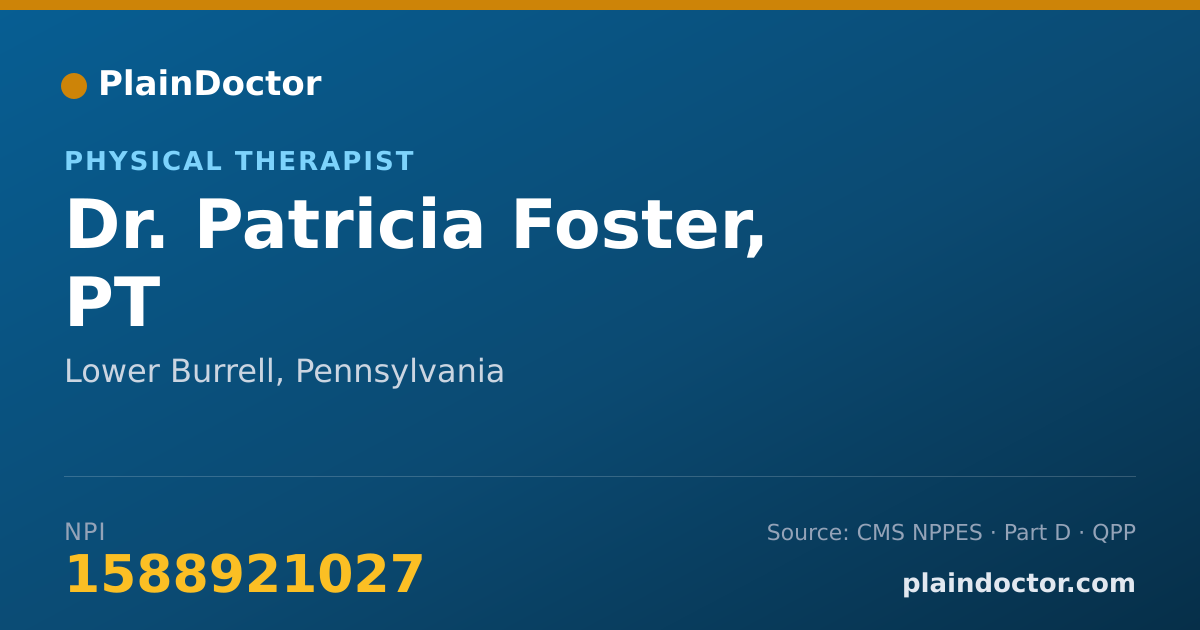Shareable card for Patricia Foster, PT - Physical Therapist, Lower Burrell, PA
