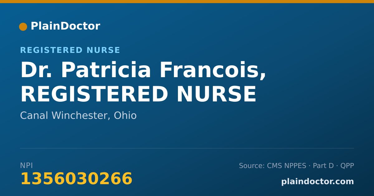 Shareable card for Patricia Francois, REGISTERED NURSE - Registered Nurse, Canal Winchester, OH