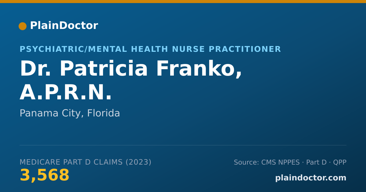 Shareable card for Patricia Franko, A.P.R.N. - Psychiatric/Mental Health Nurse Practitioner, Panama City, FL