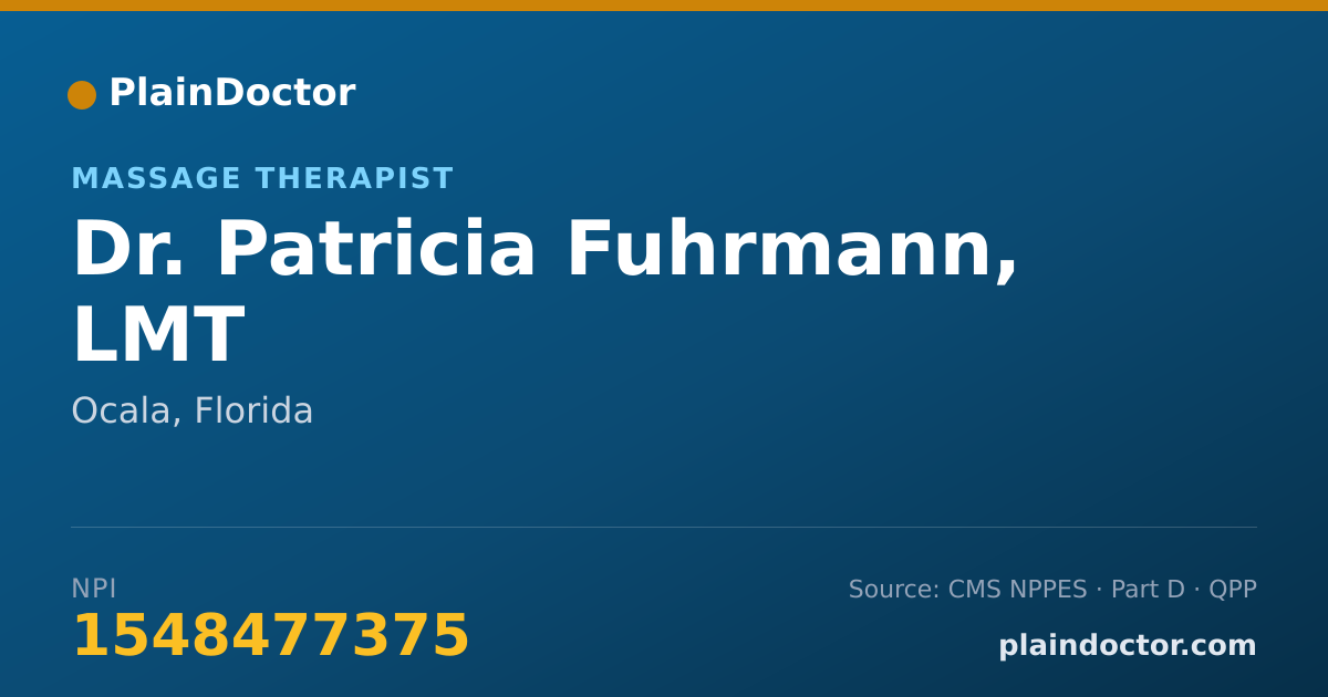 Shareable card for Patricia Fuhrmann, LMT - Massage Therapist, Ocala, FL