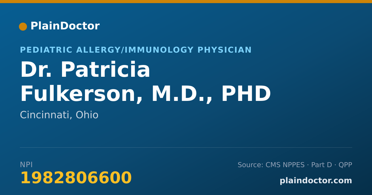 Shareable card for Patricia Fulkerson, M.D., PHD - Pediatric Allergy/Immunology Physician, Cincinnati, OH